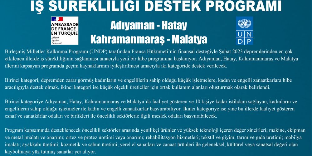 Depremden en çok etkilenen illerde iş sürekliliği destek programı